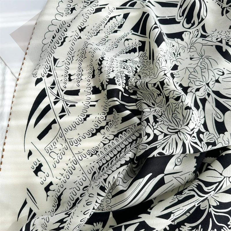 Bufanda de lana de seda de lujo con estampado de lado ab, chales con bordes enrollados, pañuelos, Hijab, accesorios de invierno, bufandas, chales de Navidad