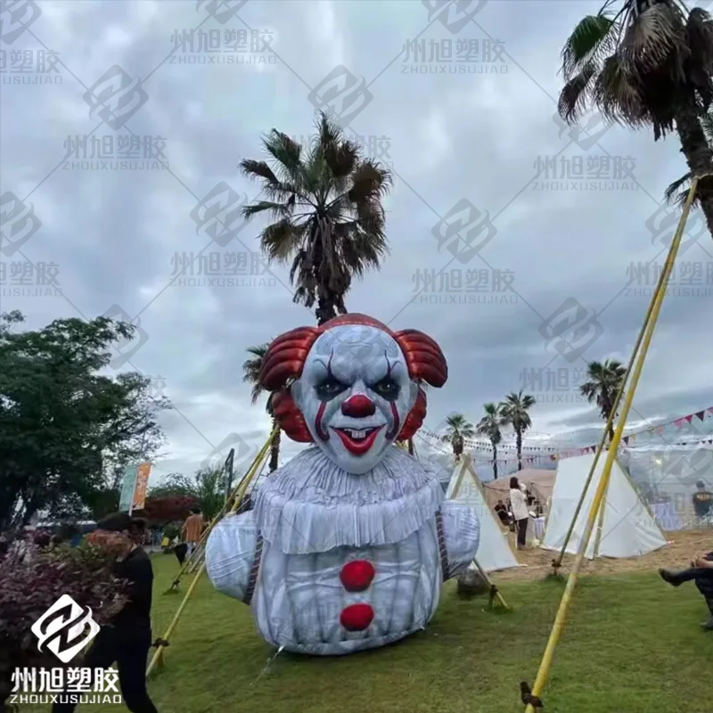 Giant inflatable clown, Evil clown with white LED lights decorated advertising props for Halloween/concert/nightclub