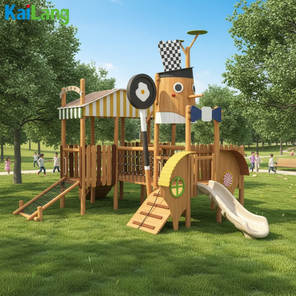 Custom Wooden Slide Set Pinocchio Exterior Amusement Park Outdoor Sports Equipment Children's Sports Entertainment Playground view 3