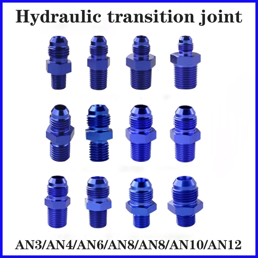 Universal AN3/4/6/8/10/12 Male to NPT Thread Straight Fuel Oil Air Hose Fitting Pipe Adapter Car Auto Accessories Bare Blue