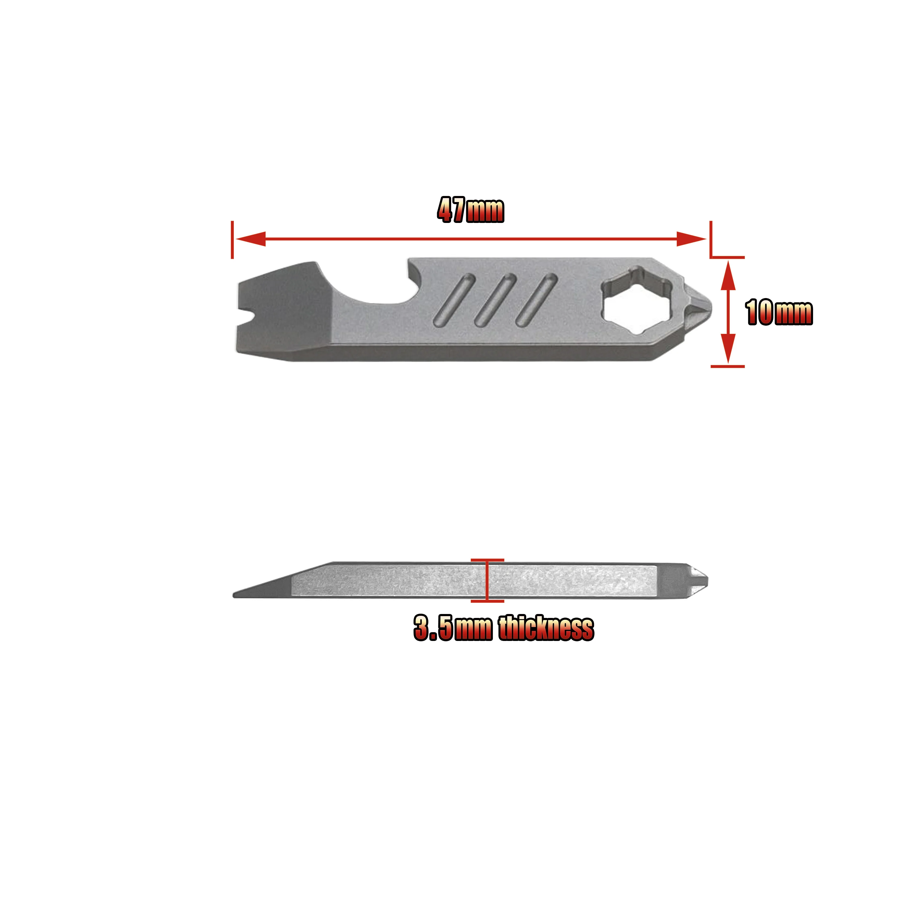 Multifunktionales Mini-Werkzeug aus Edelstahl: Brechstange, Flaschenöffner, Skala, Sechskantschlüssel, EDC Outdoor-Werkzeug, Campingausrüstung – Detail 15