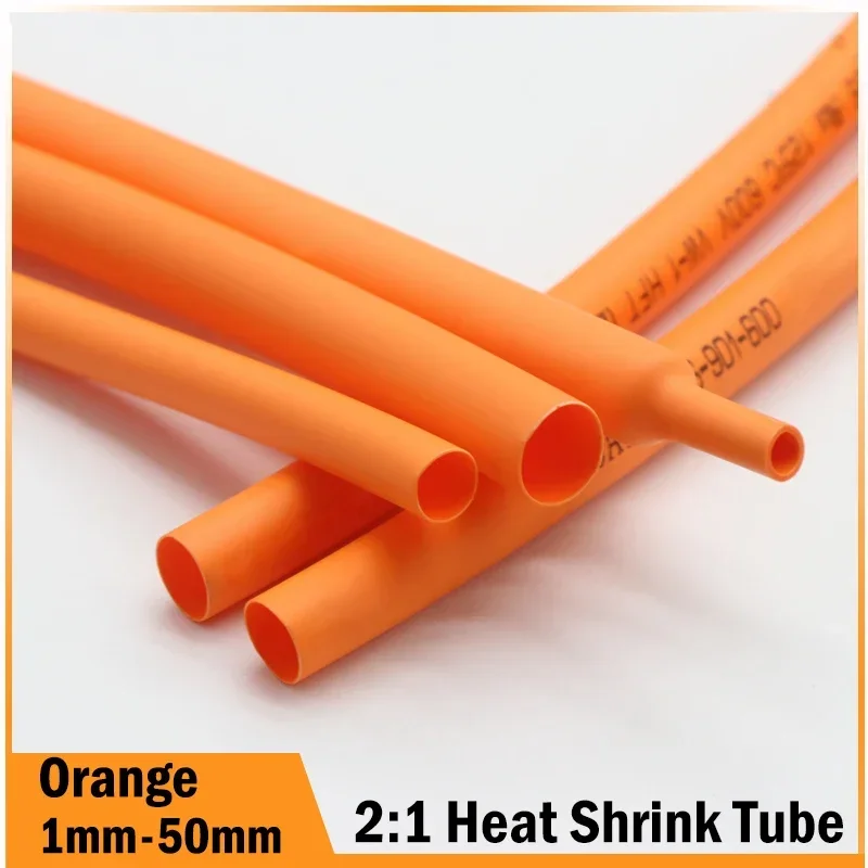 

1/5/30m Orange 2:1 Heat-shrink Tubing Dia 1mm ~ 50mm Heat Shrink Tube Wire Repair Protector Cable Connector Insulation Sleeving