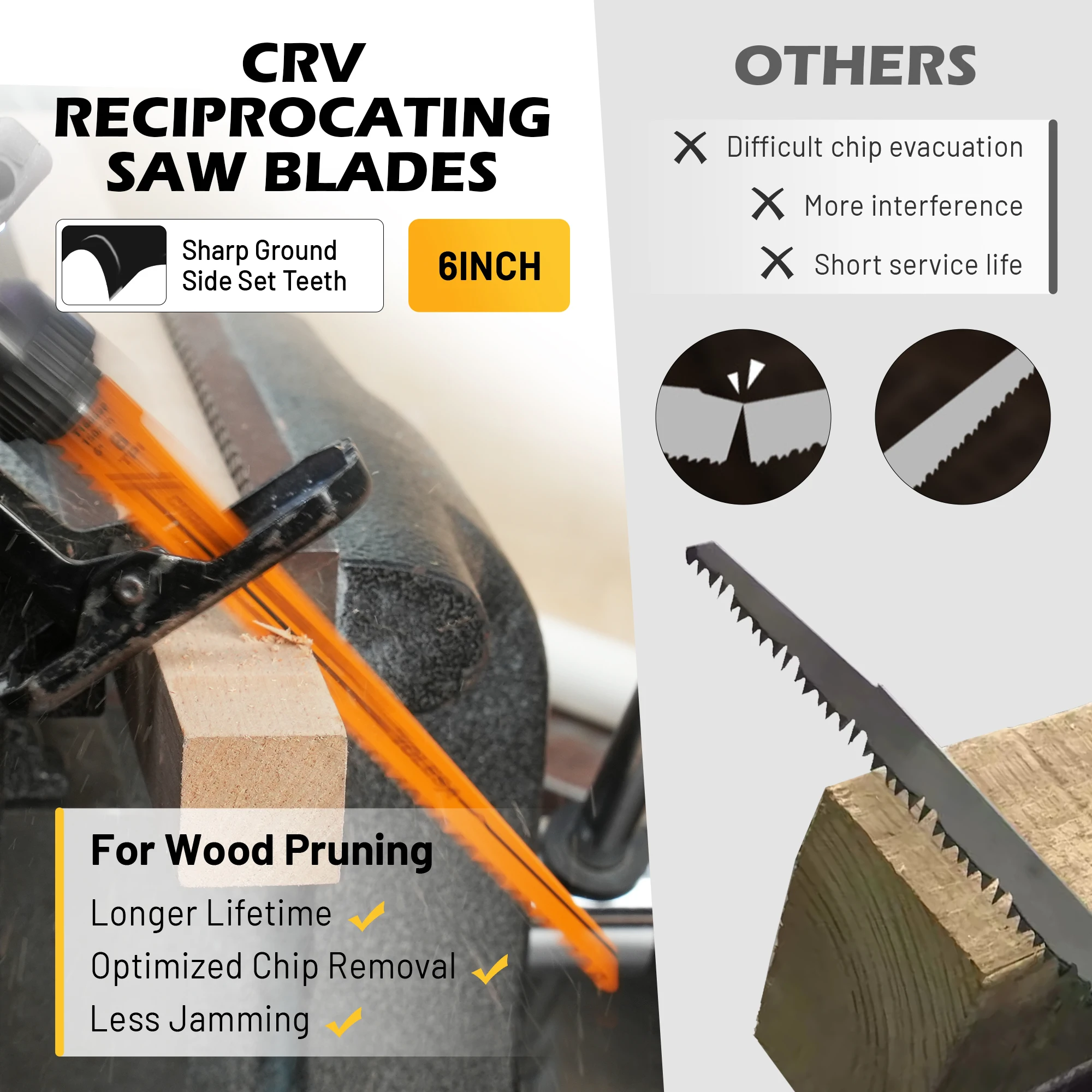 TOLESA 5/10PCS Reciprocating Saw Blade for Wood Pruning PVC Cutting for Metal Cutting Sawzall Blade for Window Door Demolition - view 4