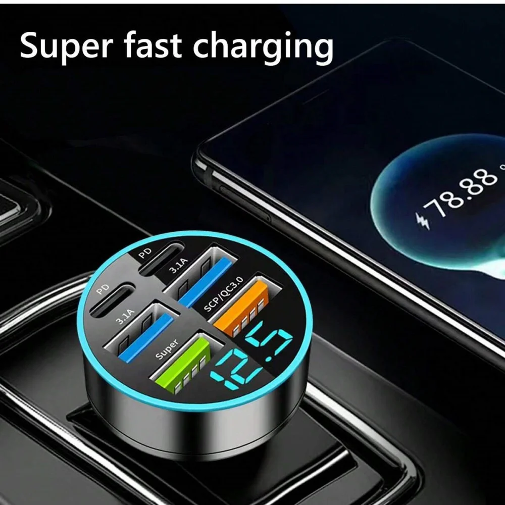 USB Car Charger 250W Fast Charging PD QC3.0 USB C Car Phone Charger For iPhone Samsung Xiaomi Huawei Quick Charge Type C Adapter image 3