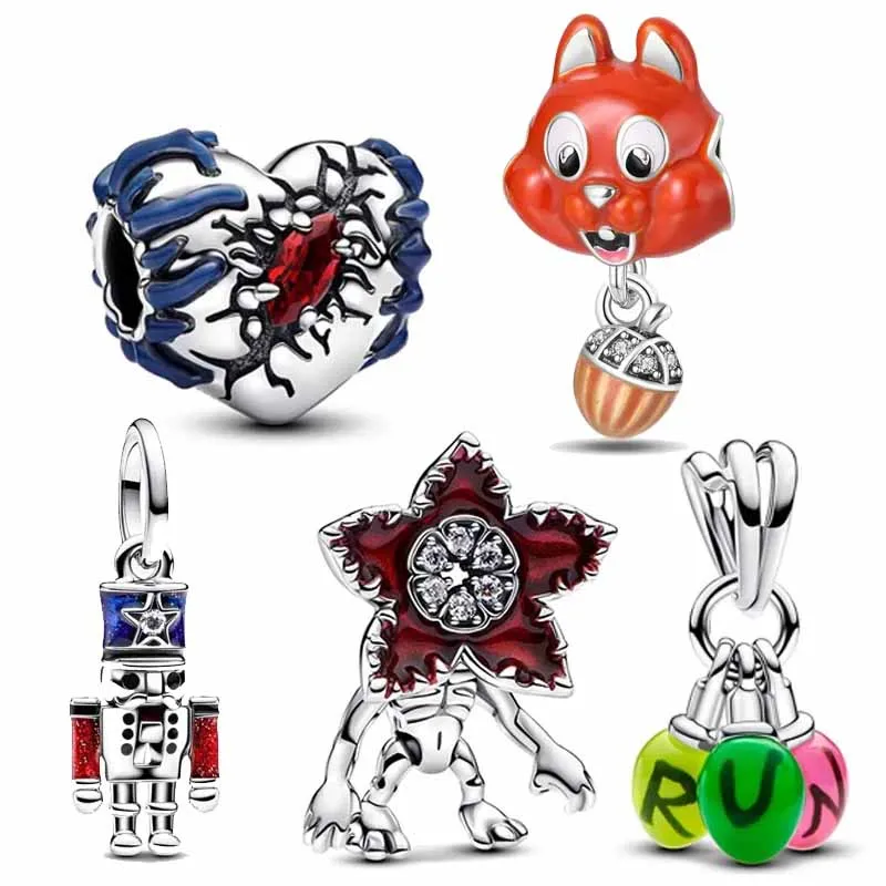 Nuevo Amuleto de Flor Monstruo Rojo Compatible con Pulsera Original de Plata de Ley 925 con Cuentas para Mujer, Joyería de Alta Gama, ¡Regalo Ideal! !