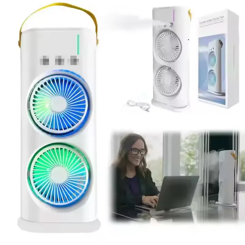 Sommer Cool Doppel-Blatt Spray Fan USB Desktop Klimaanlage Fan Büro Tragbare Wasser-Gekühlt Stumm Spray Fan