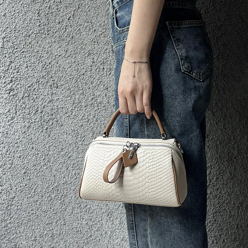 SEMALAYA The new first layer of cowhide women's bag fashion fishscale leather crossbody bag portable all casual shoulder bag