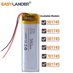 501745 501646 3.7V 360mAh Rechargeable Lithium Li-ion Polymer Battery 301745 401745 601745 701745 801745