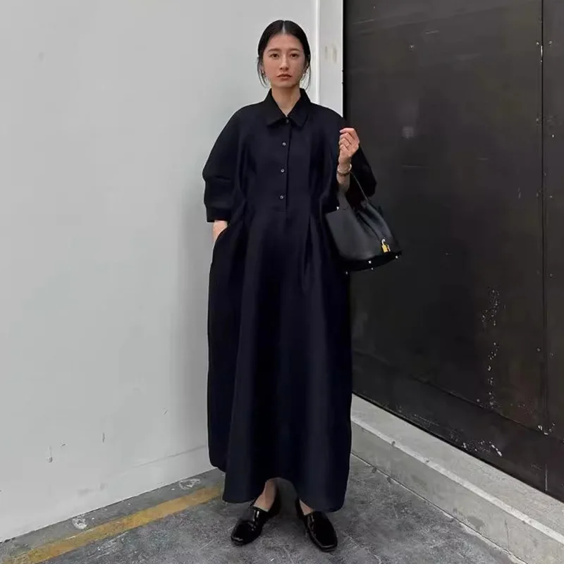 

Gagarich Spring Summer New Japanese Style Loose Standing Long Niche Design Atmosphere Fashion Casual Dress