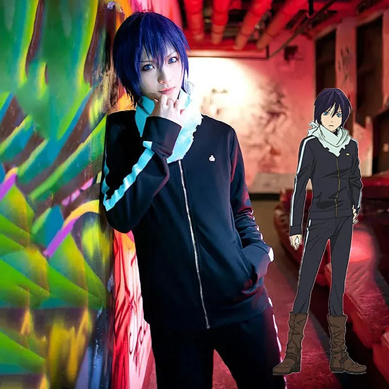 

DY2025Аниме Noragami Yato Косплей Парик и костюм Хэллоуин Вечеринка (Куртки Брюки Шарф) Высококачественный комплект спортивной одежды