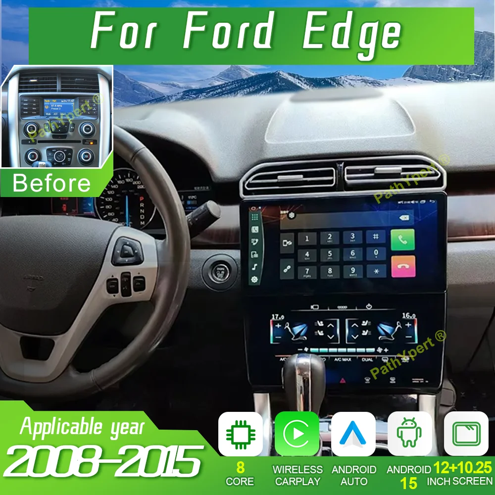 

12+10.25"Touch Screen Android 15 For Ford Edge 2008-2015 Car Radio Multimedia Player 2 Din Air Conditioning GPS 4G DSP Carplay
