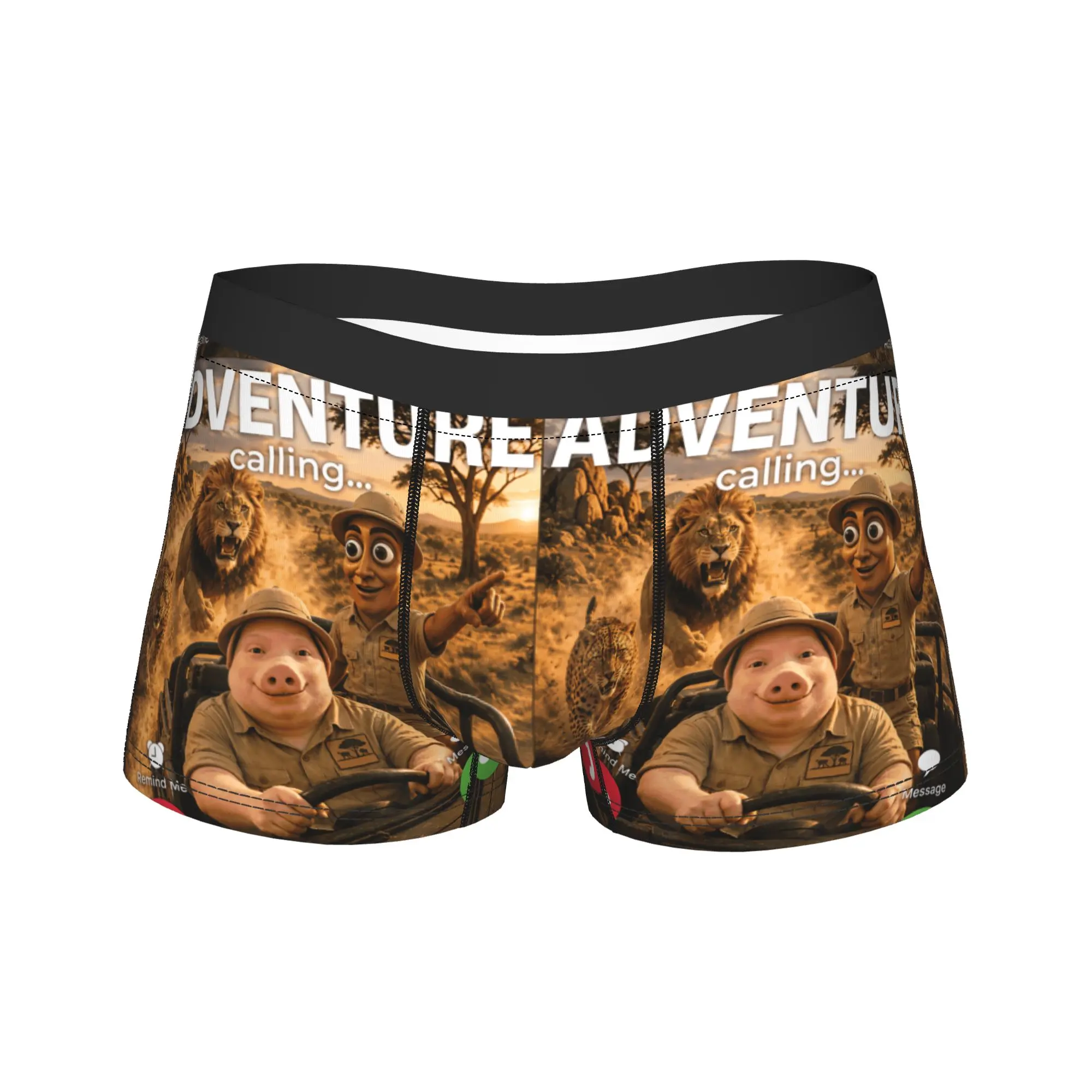 John Pork Tung Sahur Wildlife Adventure African Safari Trip Underwear  Underpants Shorts Briefs For Man 3D Pouch Boxer Shorts