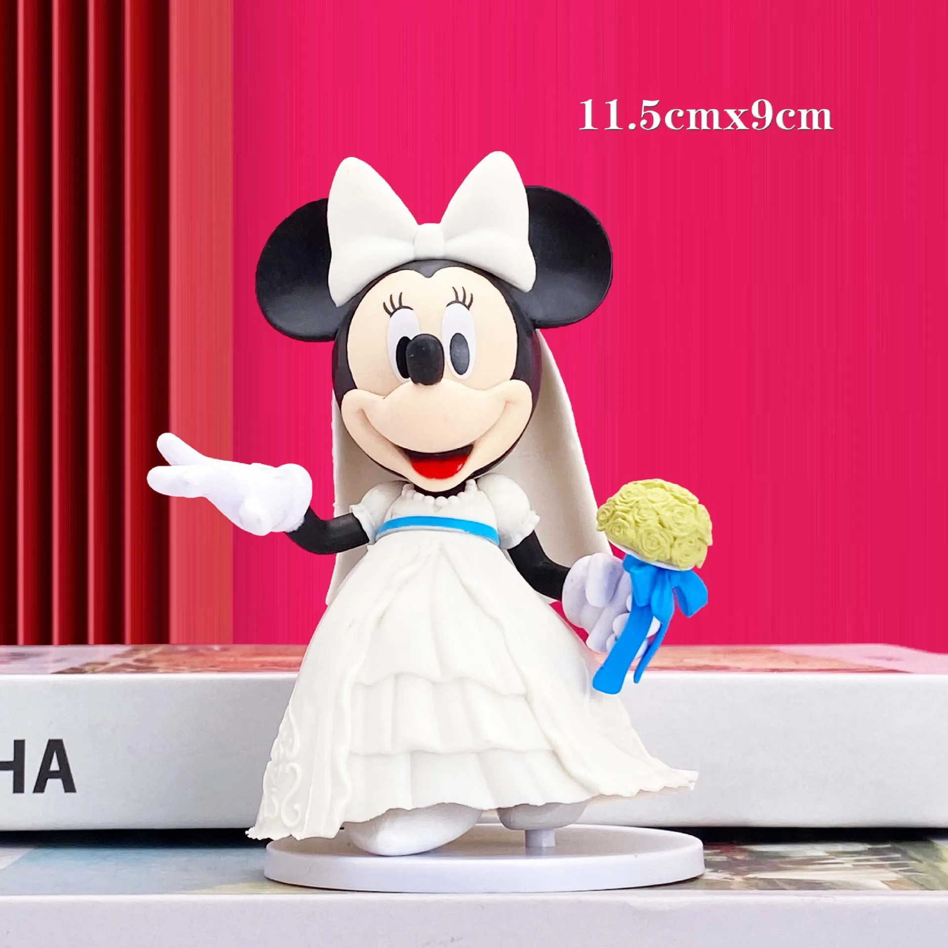 Disney Mickey Toys Action Figure Wedding Dress Mickey Minnie Couple Doll Wedding Supplies Decoration Cake Decorations Handmade