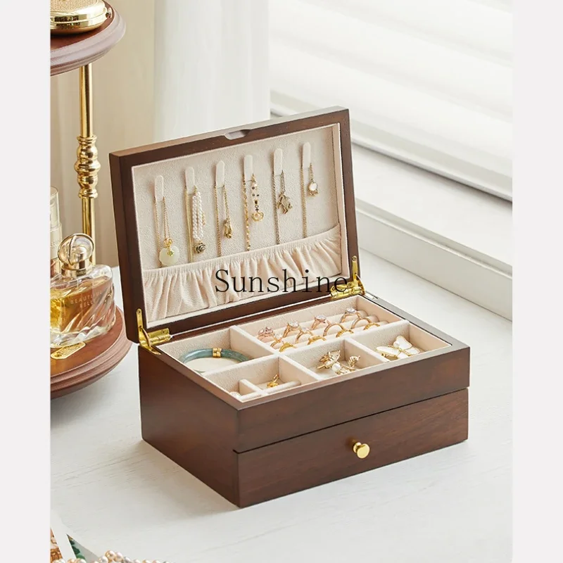 Solid wood large-capacity jewelry storage box, high-end exquisite antioxidant drawer jewelry box