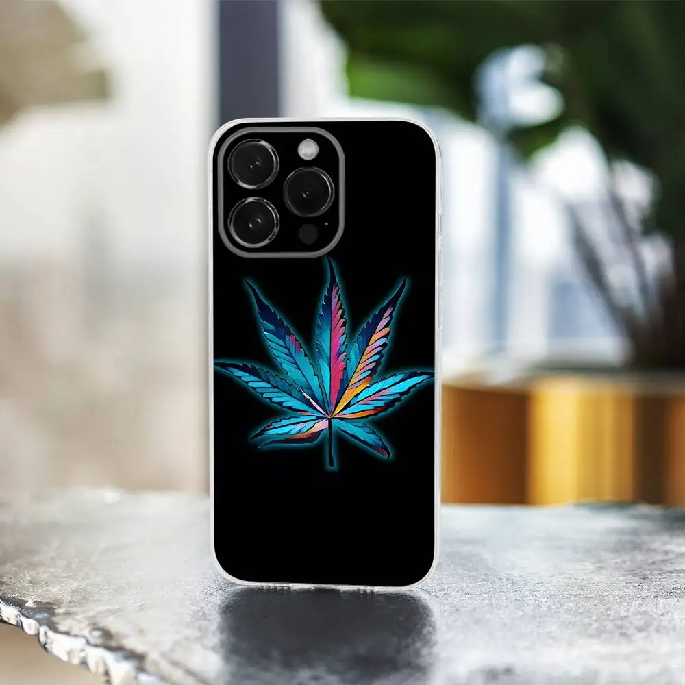 Color Art High Weed telefoonhoesje voor iPhone 16,15,14,13,12,11 Pro,Max,Plus,X,XS,XR,SE,Mini transparante zachte hoes