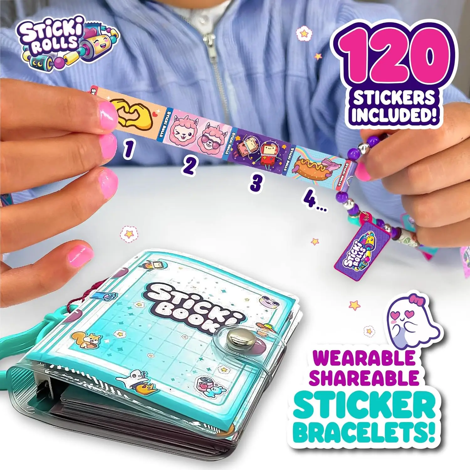 STICKI Rolls Sticki Bands - Wearable & Shareable Sticker Bracelet original 1000 Fun Sticker Designs to collect