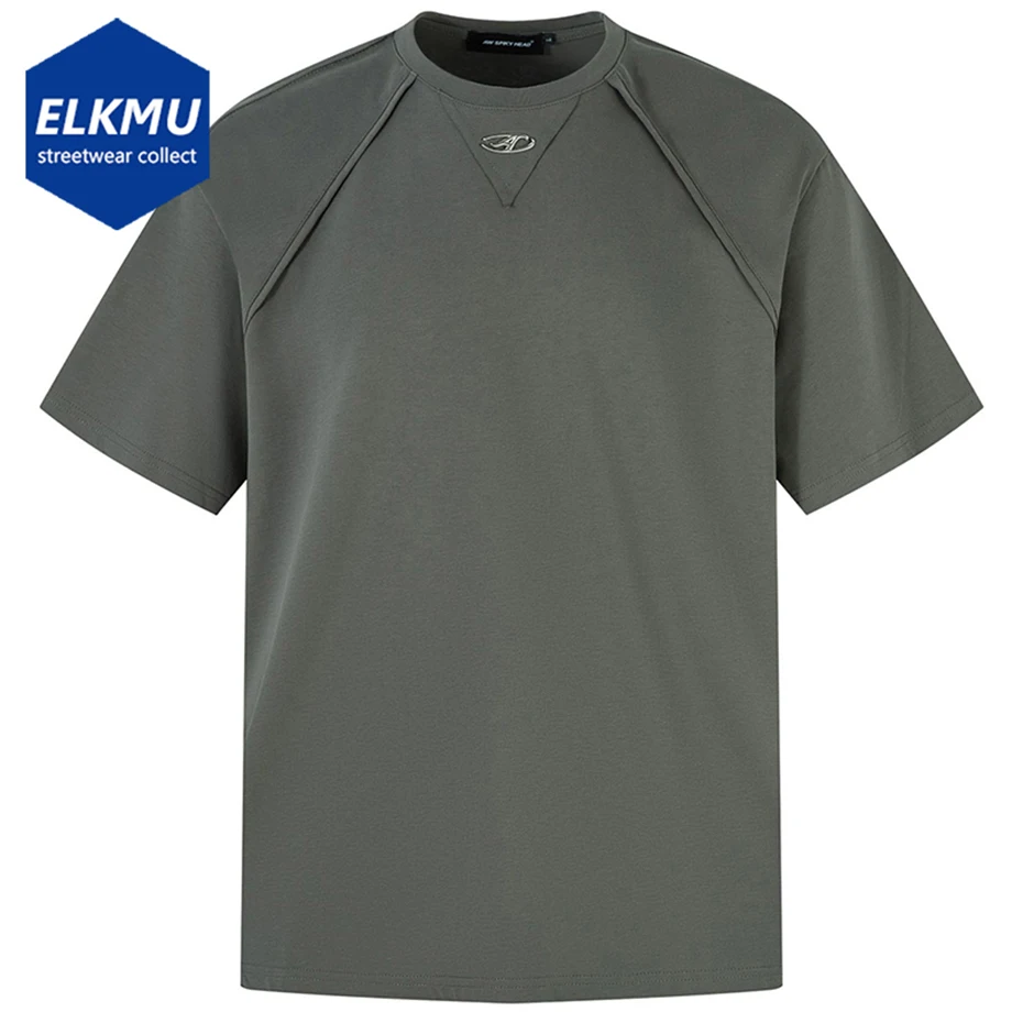 

Metal Logo Men T-shirt Streetwear Harajuku Hip Hop Oversized T Shirt Solid Crew Neck Short Sleeve Tee Tops