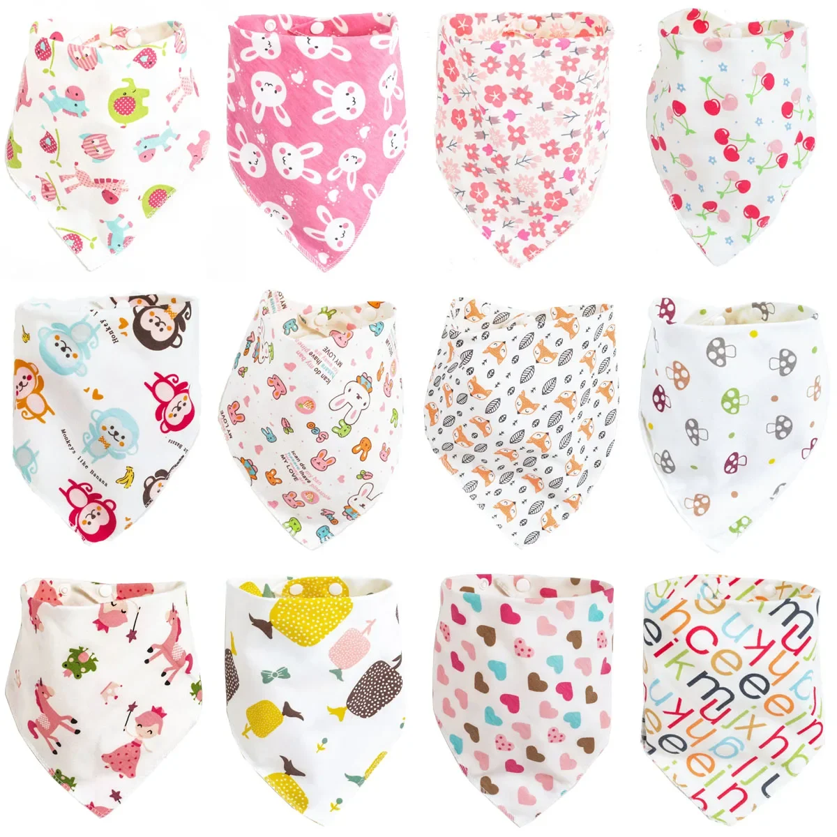 

100% Cotton Baby Bibs Double Layers Cute Cartoon Fashion Baby Unisex Girl & Boys Feeding Bibs Newborn Towels