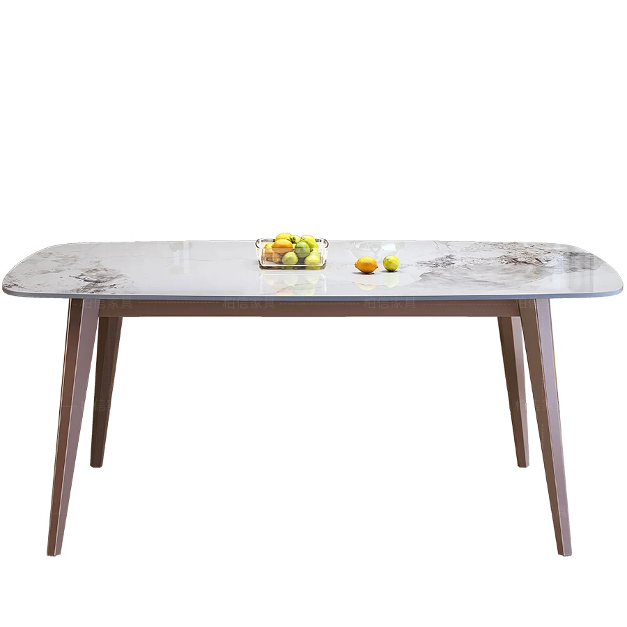 Light luxury rock board dining table rectangular dining table Italian minimalist small unit dining table chair combination