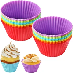 12pc silicone cupcake liner, reusable baking muffin cup liner, suitable for cupcakes, multi-color, dishwasher-washable.