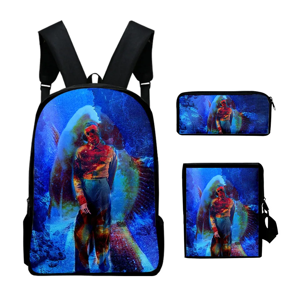 Classic Popular vince staples 3D Print 3pcs/Set pupil School Bags Laptop Daypack Backpack Inclined shoulder bag Pencil Case