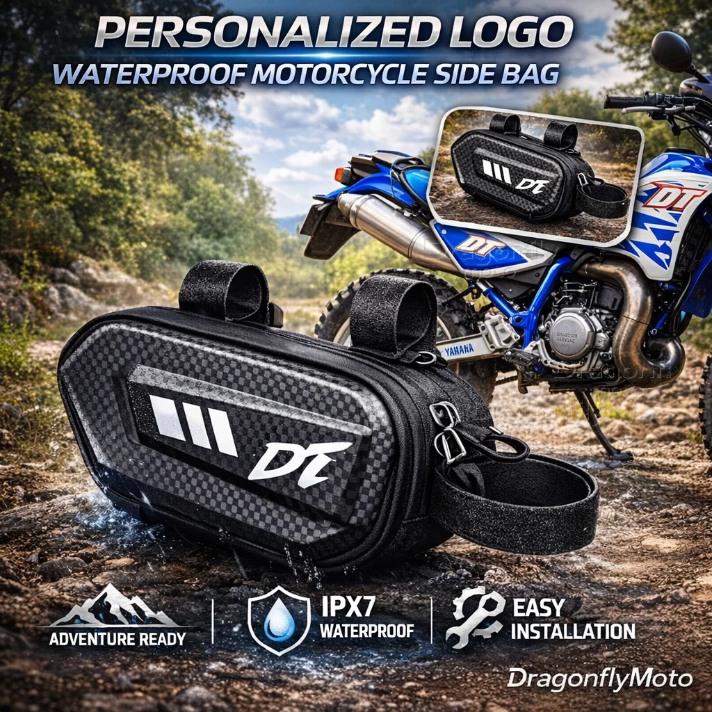 

Для мотоциклов YAMAHA DT230 DT250 DT175 DT200 DT125 DT125R: Боковая сумка с индивидуальным логотипом, водонепроницаемая, жесткий корпус, седельная сумка