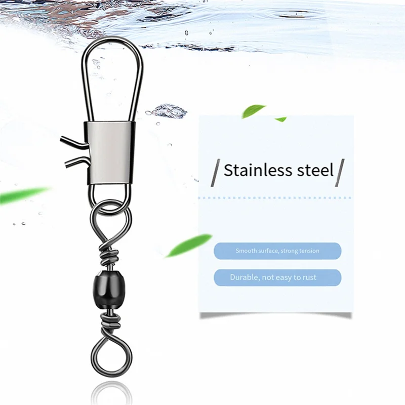 100 pçs gira conector de pesca pino rolamento rolamento giratório snap fastlock clipes anzol equipamento de pesca acessórios