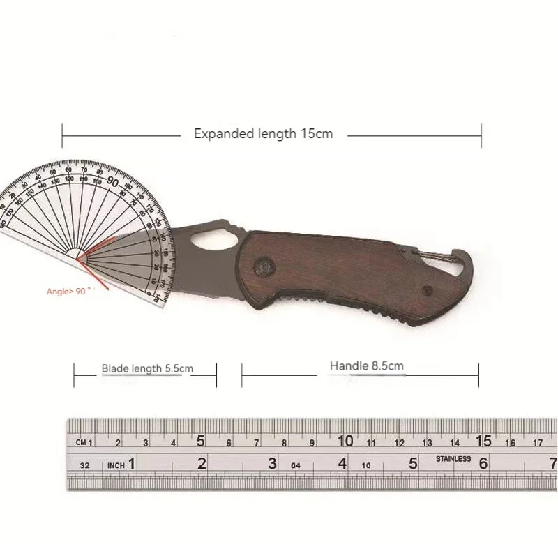 Folding Knife Skeleton Wooden Handle Camping Outdoor Survival Knife Portable Keychain Fishing Fruit Mini Pocket Knife EDC Tools