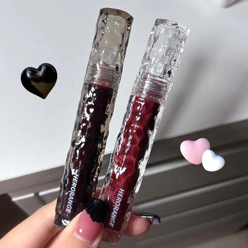 Pintalabios de terciopelo resistente al agua, espejo cosmético, brillo de labios desnudo, transparente, marrón oscuro, rojo, maquillaje duradero para mujer