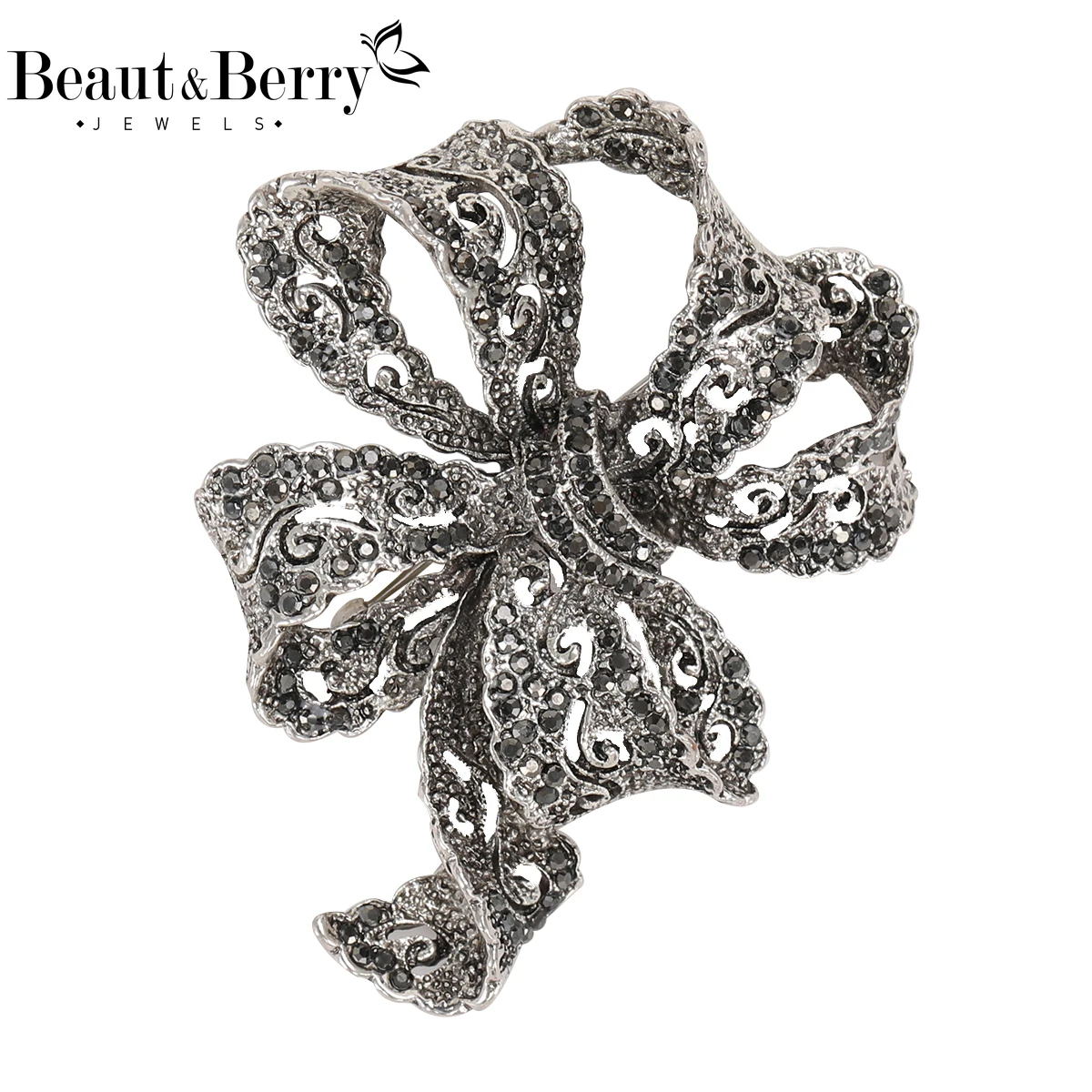 

Beaut&Berry Vintage Rhinestone Bow Brooches for Women Unisex Novelty Pins Casual Party Jewelry Accessories Gifts Decoration