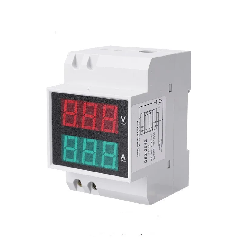 D52-2042 AC Voltmeter Amperemeter Digital Led-anzeige AC80-300V 220V 0-99,9 EINE Voltammeter Elektrische Strom Meter Din Schiene