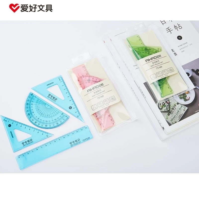 مجموعة مسطرة بلاستيكية هندسية، مسطرة مستقيمة، مسطرة مثلثة، أدوات مسطرة المنقلة الأكثر مبيعًا #4