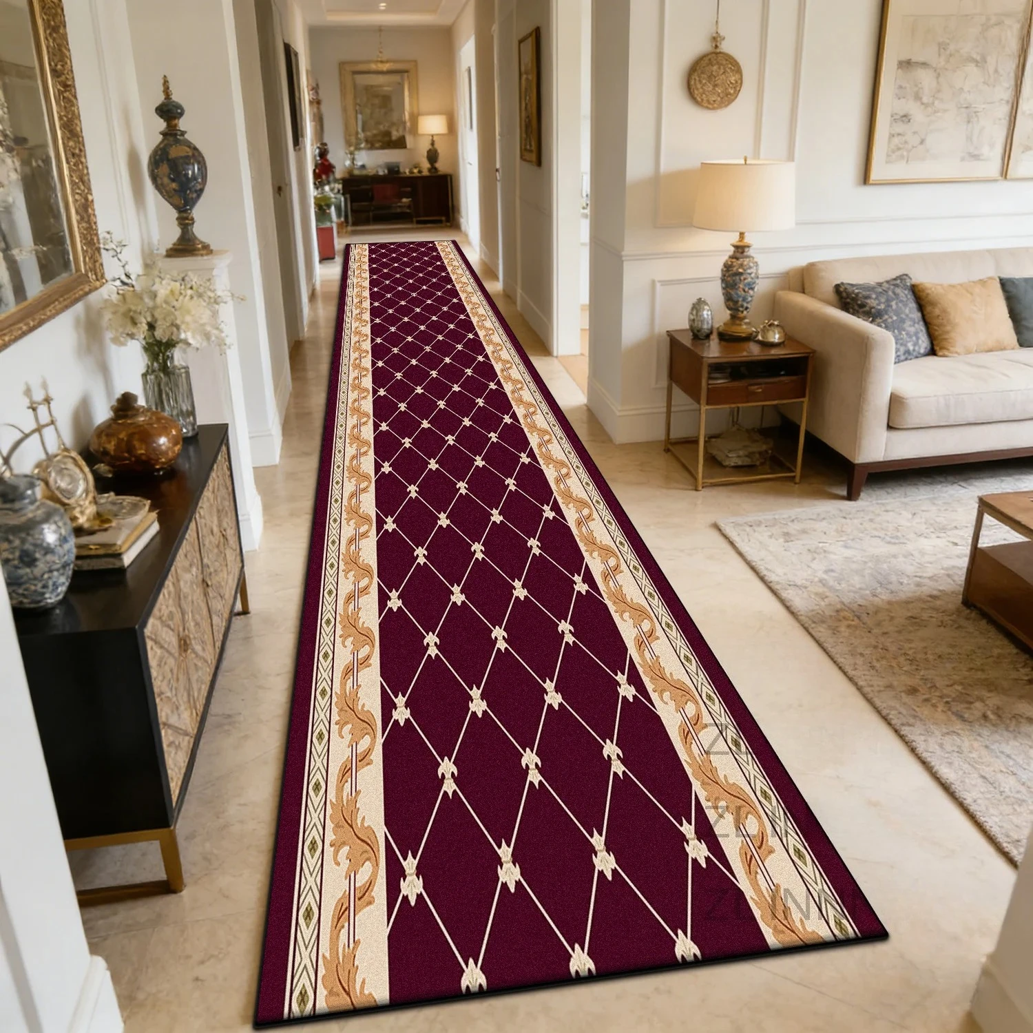 European Geometric Long Runner Carpet Home Decoration Hall Passageway Corridor Rug Runners Non-slip Washable Floor Mats Track