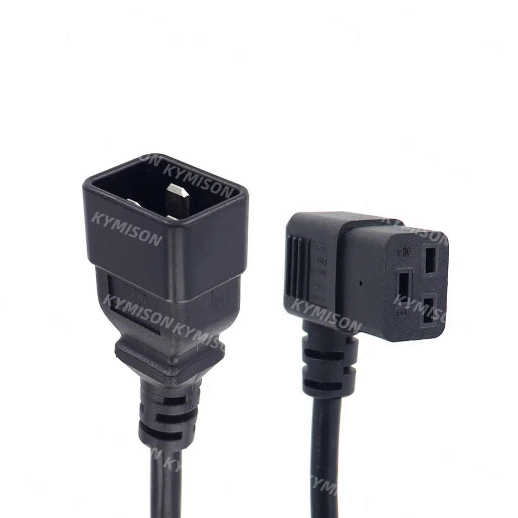 IEC320 C20 to Right Angle C19 Power Cable Cord for Server/PDU 16A Heavy-Duty Computer Power Cord L-shaped