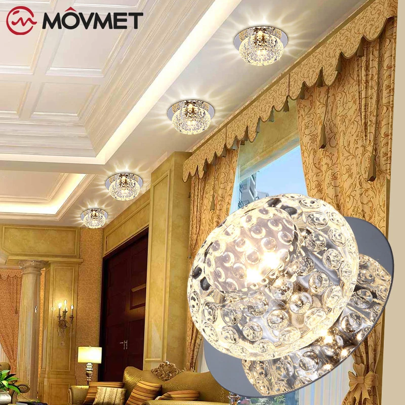 LED Mini Ceiling Lamp Crystal Modern Stainless Steel Living Room Indoor Bedroom Corridor Aisle Diningroom Decorative Romantic