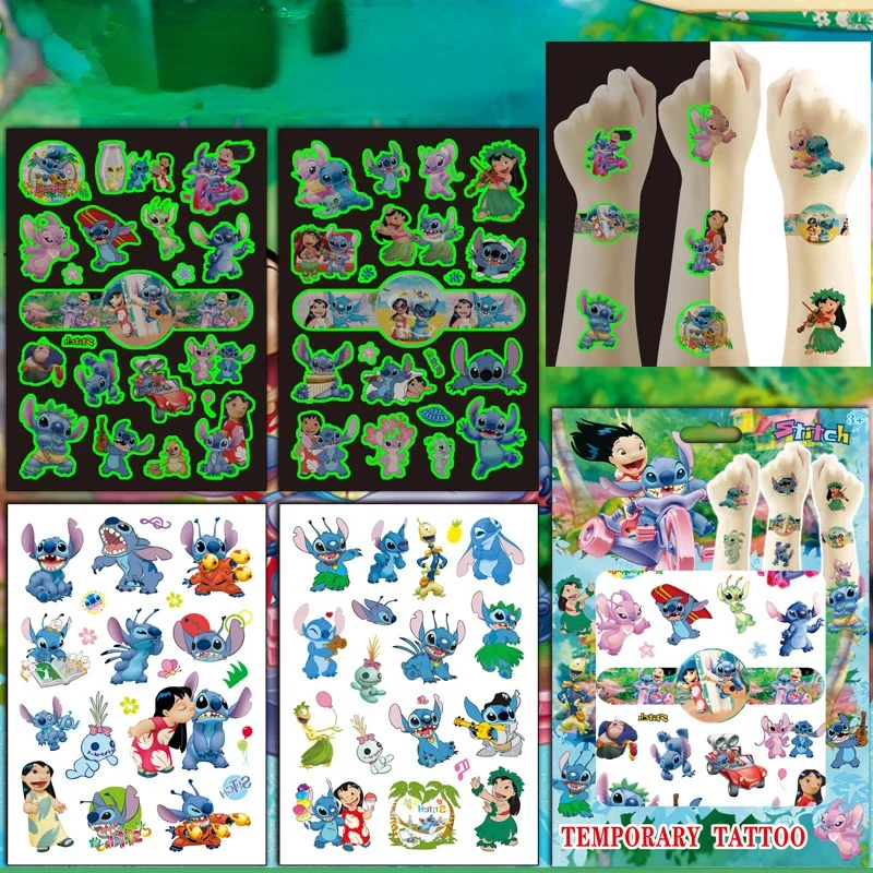 Aufkleber Geschenk box Set Lilo Stich leuchtende Tattoo Aufkleber Kinder Arm Gesicht glühende Tätowierung Kinder Körper Tattoo Schutt Aufkleber