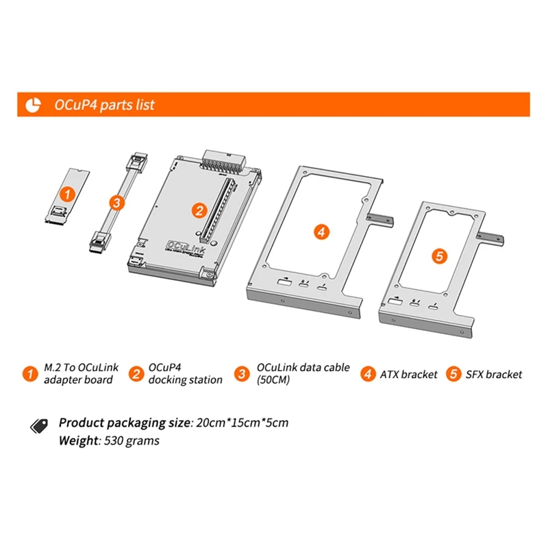 Estación de acoplamiento de tarjeta gráfica Oculink + placa adaptadora Ocup4v2 PCIE4.0 Redriver soporte para tarjetas gráficas/AMD/ duraderas