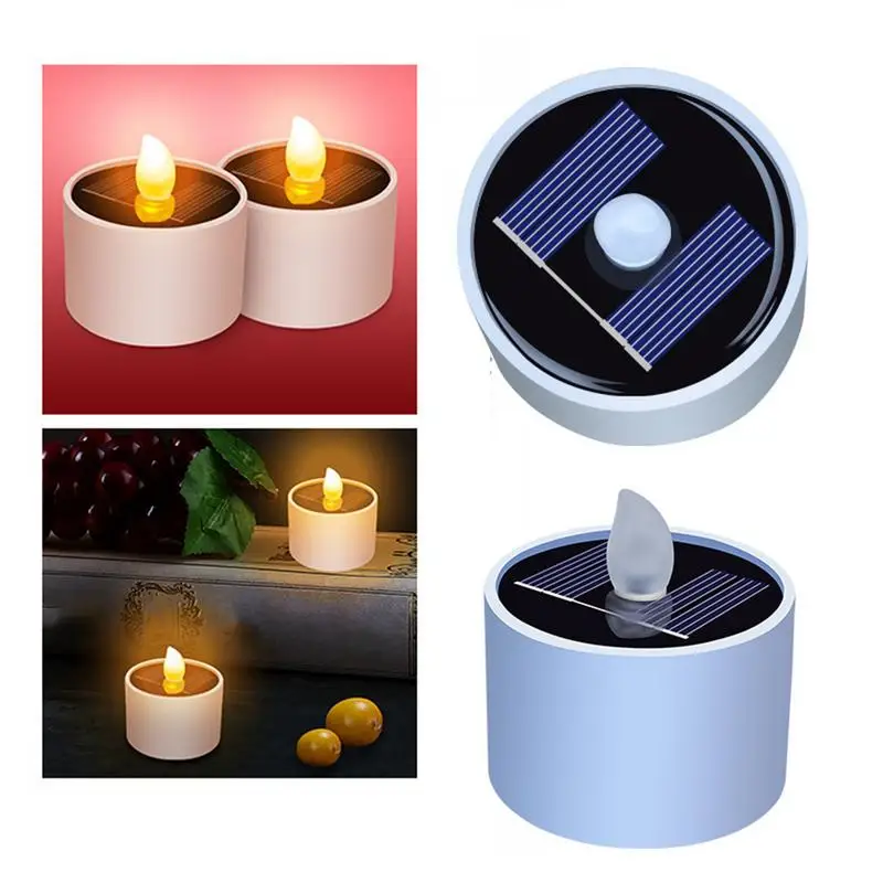 6pcs Flameless Rechargeable Solar LED Candle Lights For Outdoor Windows Reusable Outdoor Garden Decorative Solar Lights lamp