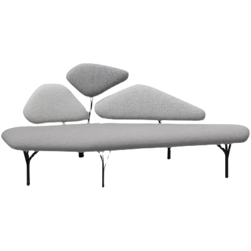 

Nordic light luxury fiberglass metal fabric sofa, living room-shaped branch sofa