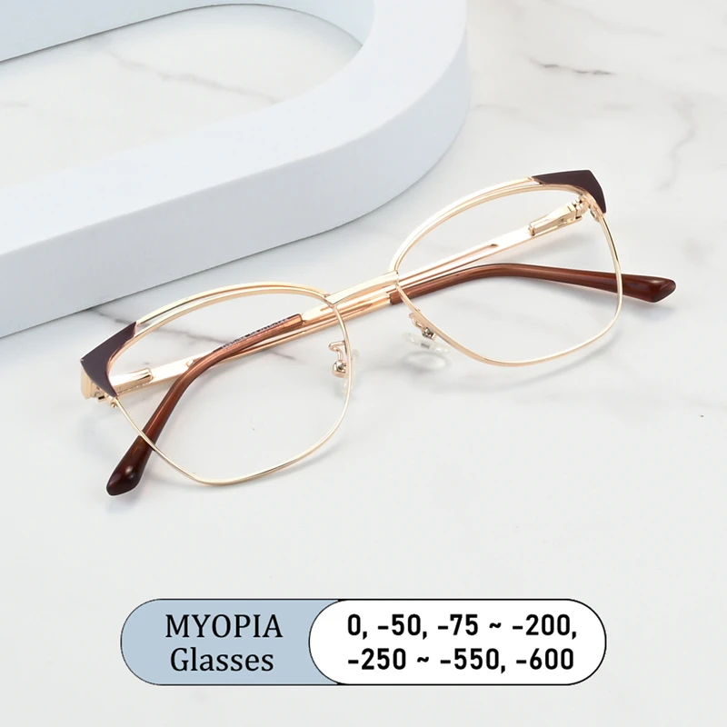 

Retro Square Classic Rice Stud Frame Myopia Glasses Prescription Nearsight Anti Blue Light Computer Women Near Sight Eyewear