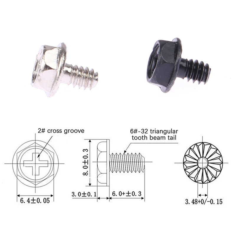 100pcs Toothed Hex 6/32 Computer PC Case Hard Drive Motherboard Mounting Screws For Motherboard PC Case CD-ROM Hard Disk