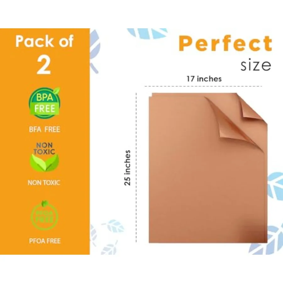 Oven Liners for Bottom, 2 Pack Large Thick Heavy Duty 100% Non-stick Reusable Teflon Mat, 25