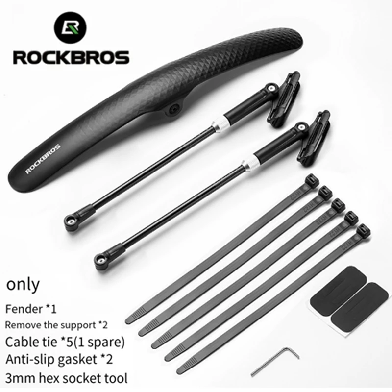 ROCKBROS Adjustable Bicycle Mudguards PP Plastic Mudguard Set For Road Cycling Easy Install Easy To Use