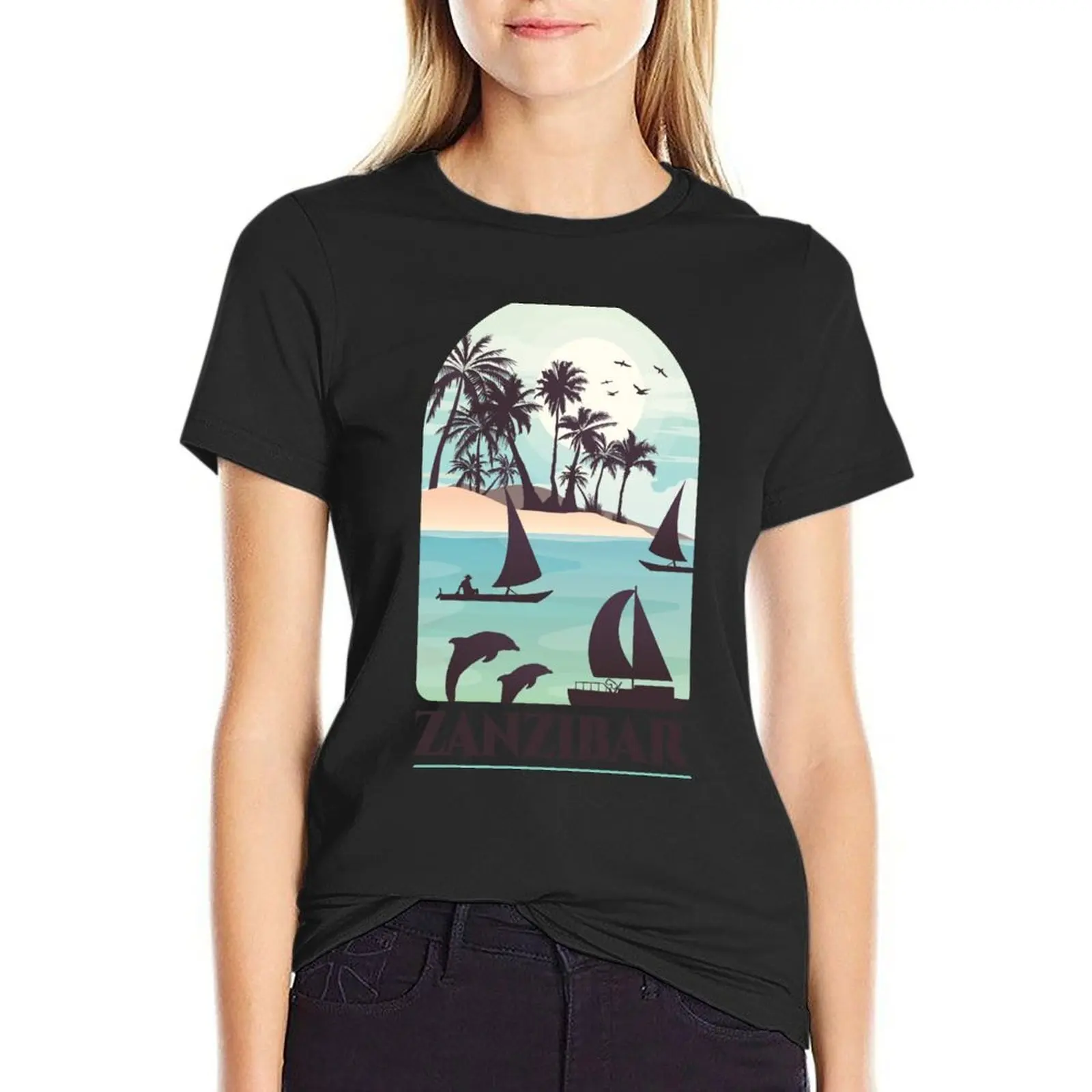 

ZANZIBAR ISLAND T-Shirt Short sleeve tee korean fashion customs tees Women's summer blouses 2025