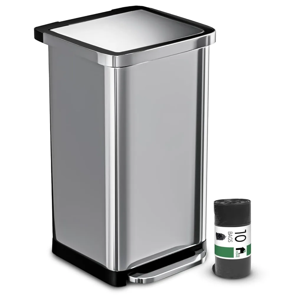 

20 Gallon Stainless Steel Large Kitchen Trash Can with Foot Pedal, Soft Close Lid and Trash Bag Retainer Rim