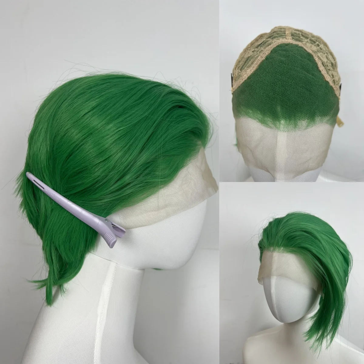

BeiBei Green Lace Front Wigs 6-дюймовый короткий парик для мужчин 13*4 Натуральный фронтальный кружевной синтетический термостойкий волокно Парик для косплея