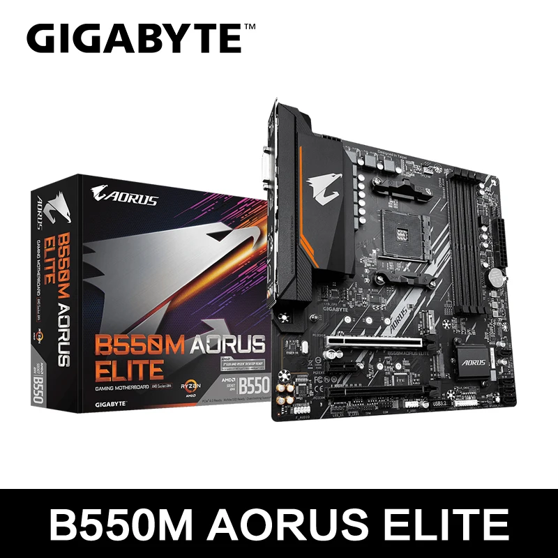 GIGABYTE AORUS ELITE 마더보드 마이크로 ATX 소켓 AM4, Ryzen 5000 4000 3000 시리즈 CPU 듀얼 채널 DDR4 SATA3 M.2 용, B550M, 신제품 