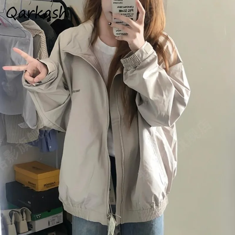

Jackets Women Korean Style Zipper Warm Wind-proof Schoolgirls Age-reducing Aesthetic Coats Outwear Hipster Vitality Cozy Street
