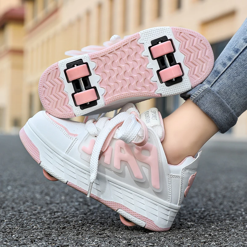 

Lace-up breathable walking shoes Girls new two-wheeled retractable sports roller skates for female students outdoorsboy31-40