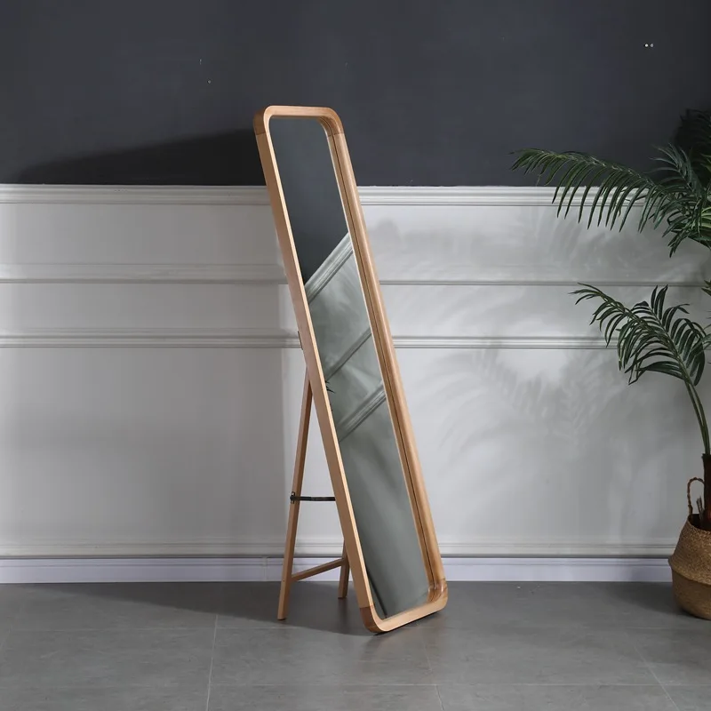 

Customizable Nordic style solid wood dressing simple bedroom home full body mirror